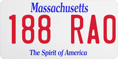 MA license plate 188RA0