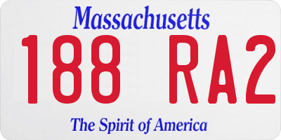 MA license plate 188RA2