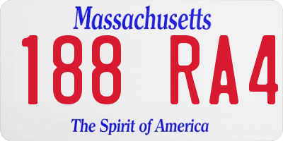 MA license plate 188RA4