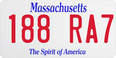 MA license plate 188RA7
