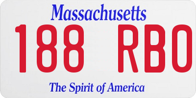 MA license plate 188RB0