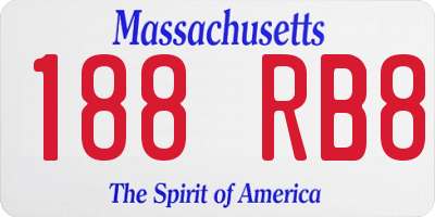 MA license plate 188RB8