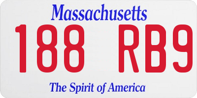 MA license plate 188RB9