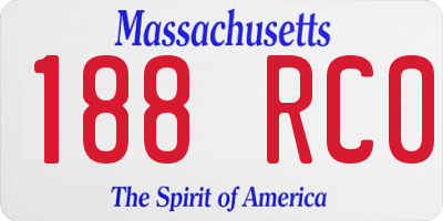 MA license plate 188RC0