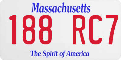 MA license plate 188RC7