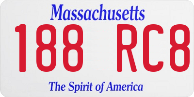 MA license plate 188RC8