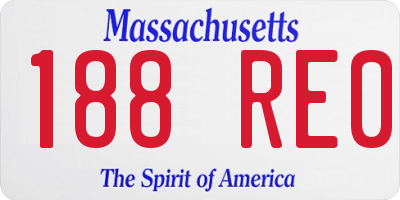 MA license plate 188RE0