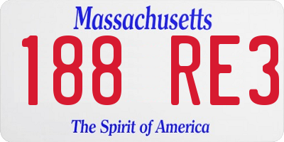MA license plate 188RE3
