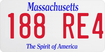 MA license plate 188RE4