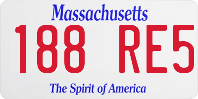 MA license plate 188RE5