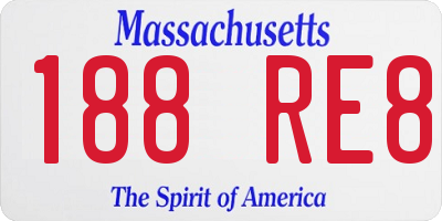 MA license plate 188RE8