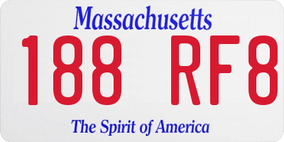 MA license plate 188RF8