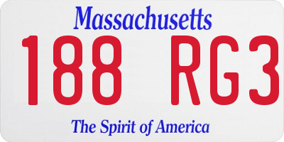 MA license plate 188RG3