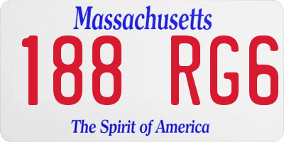 MA license plate 188RG6