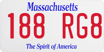 MA license plate 188RG8