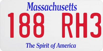 MA license plate 188RH3