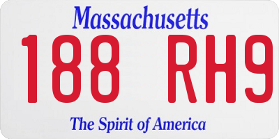 MA license plate 188RH9