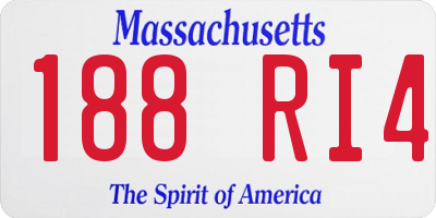 MA license plate 188RI4