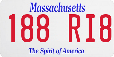 MA license plate 188RI8