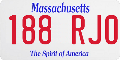 MA license plate 188RJ0