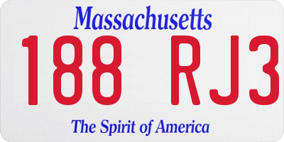 MA license plate 188RJ3