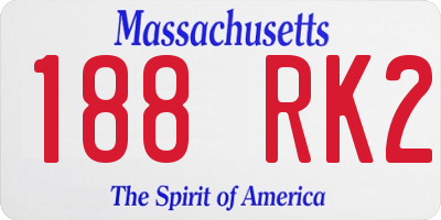 MA license plate 188RK2