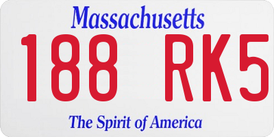 MA license plate 188RK5