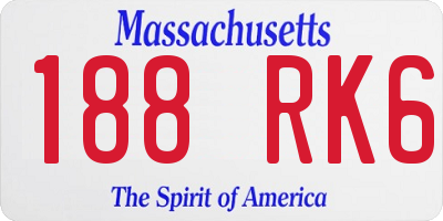 MA license plate 188RK6