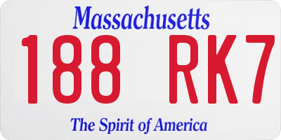 MA license plate 188RK7