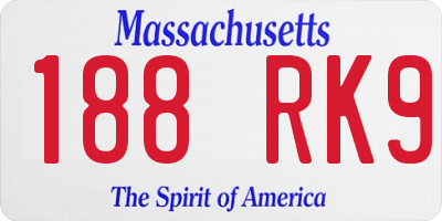 MA license plate 188RK9