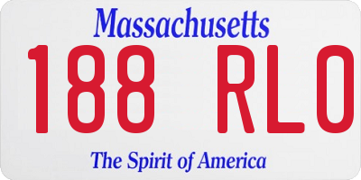 MA license plate 188RL0