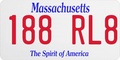 MA license plate 188RL8