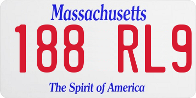 MA license plate 188RL9