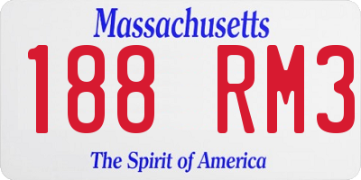 MA license plate 188RM3