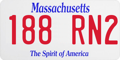 MA license plate 188RN2