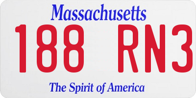 MA license plate 188RN3