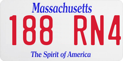 MA license plate 188RN4
