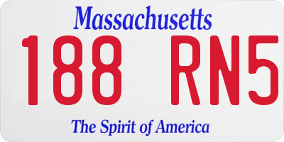 MA license plate 188RN5