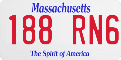 MA license plate 188RN6
