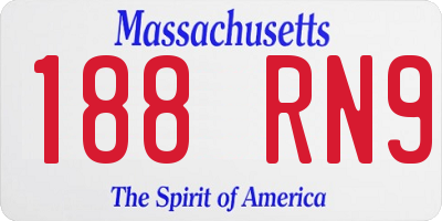 MA license plate 188RN9