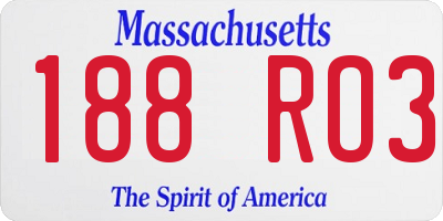 MA license plate 188RO3
