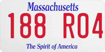 MA license plate 188RO4