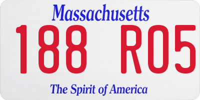 MA license plate 188RO5