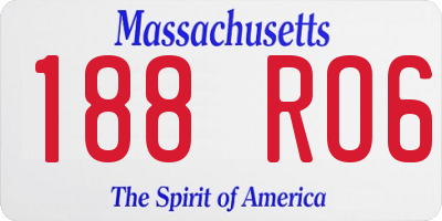 MA license plate 188RO6