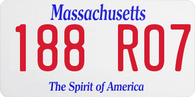 MA license plate 188RO7