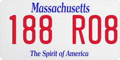 MA license plate 188RO8