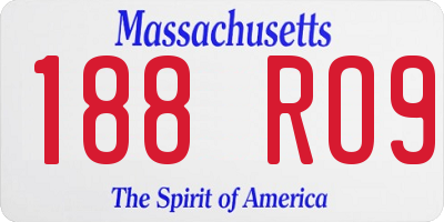 MA license plate 188RO9
