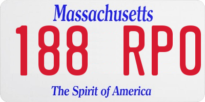 MA license plate 188RP0