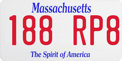 MA license plate 188RP8