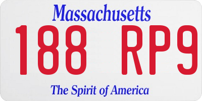 MA license plate 188RP9